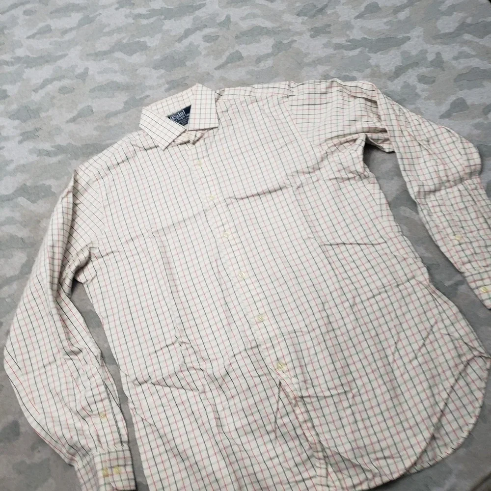 Polo Ralph Lauren Shirt Mens Large Beige Regent Classic Fit Long Sleeve Button